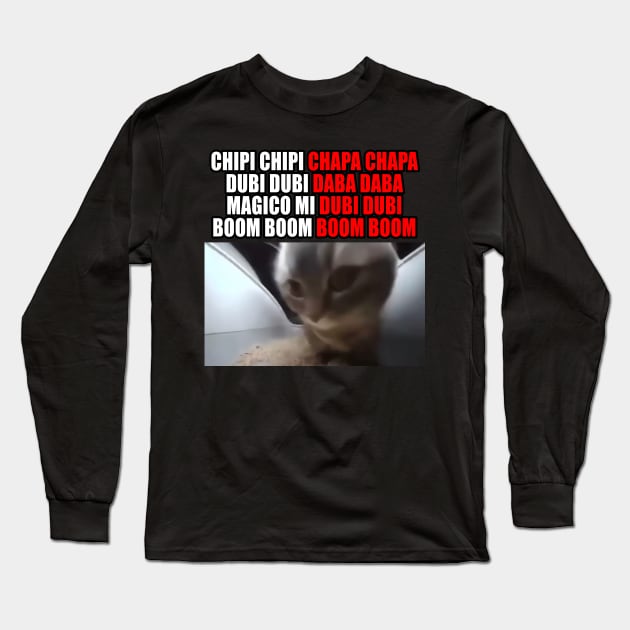 Chipi Chapa Cat Meme Long Sleeve T-Shirt by The merch town